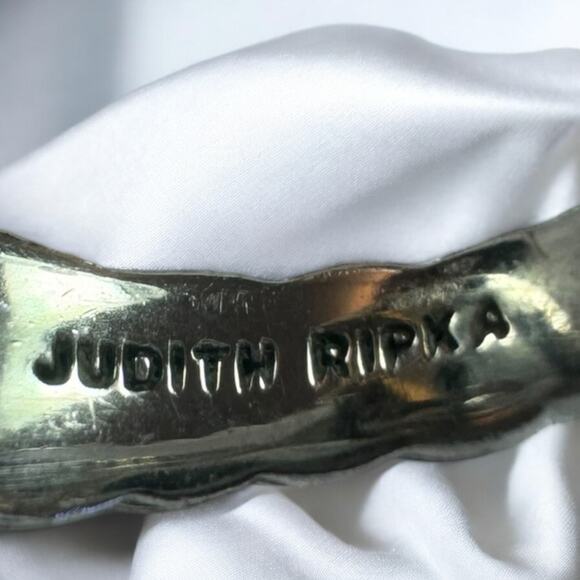 Judith Ripka 18K Gold and 925 Silver Gray Pearl and Aquamarine Cocktail Ring - Picture 12 of 13